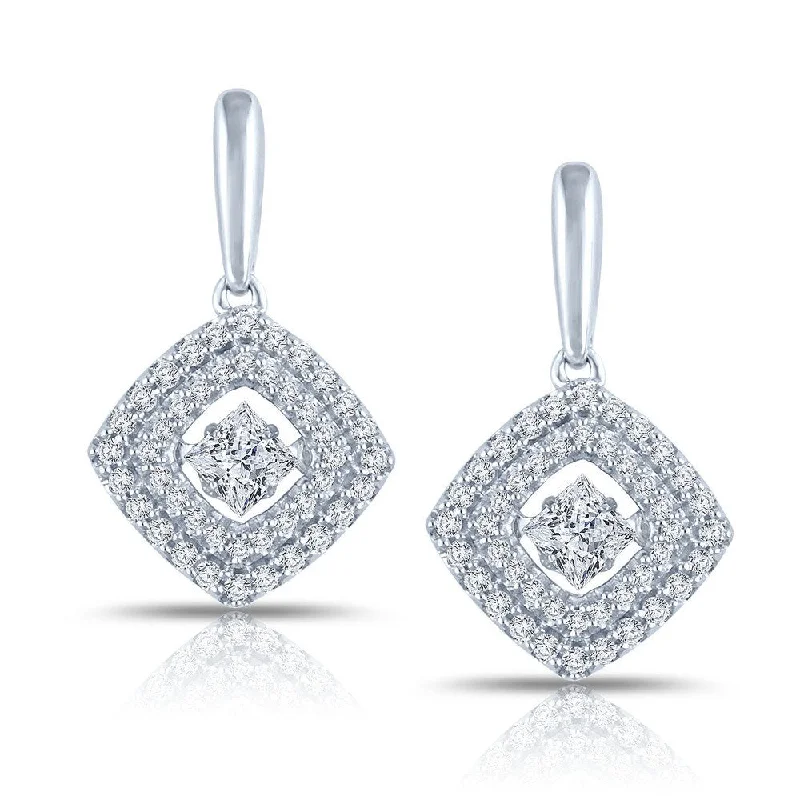 Auriya 14k White Gold 3/5ct TDW Dancing Stone Moving Diamond Earrings (H-I, I1-I2)