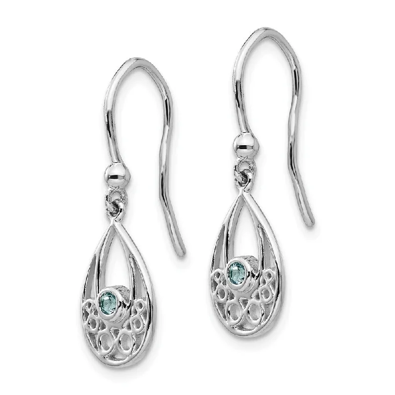 925 Sterling Silver Blue Gemstone Earrings (L-26 mm, W-9 mm)