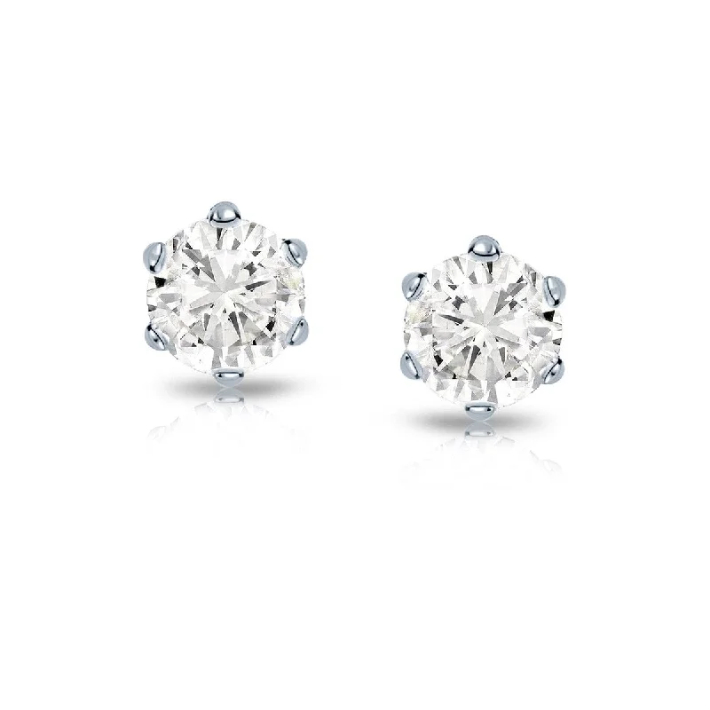 Auriya 1/2ctw Round Diamond Stud Earrings 14k Gold 6-Prong (J-K, I2-I3)