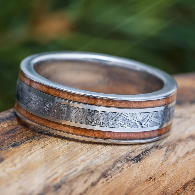 Mahogany Wood & Meteorite Ring