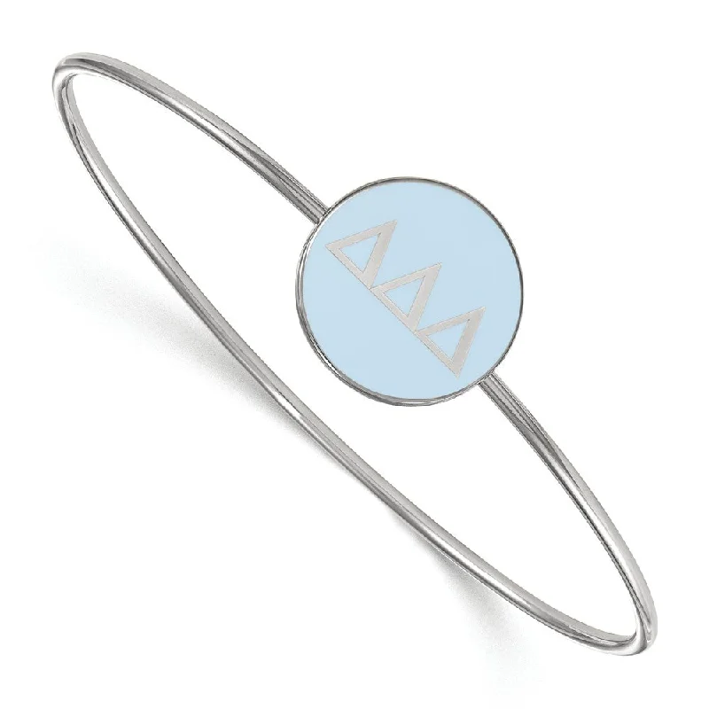 Sterling Silver Delta Delta Delta Blue Enamel Greek Bangle - 7 in.