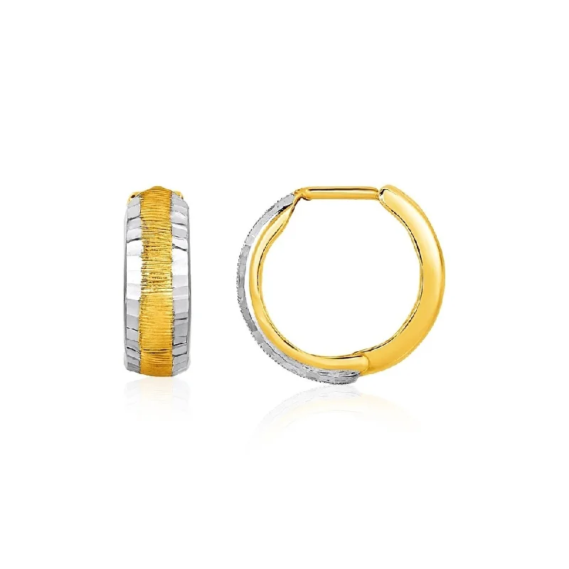 Two-Tone Reversible Snuggable Earrings in 10k Yellow and White Gold