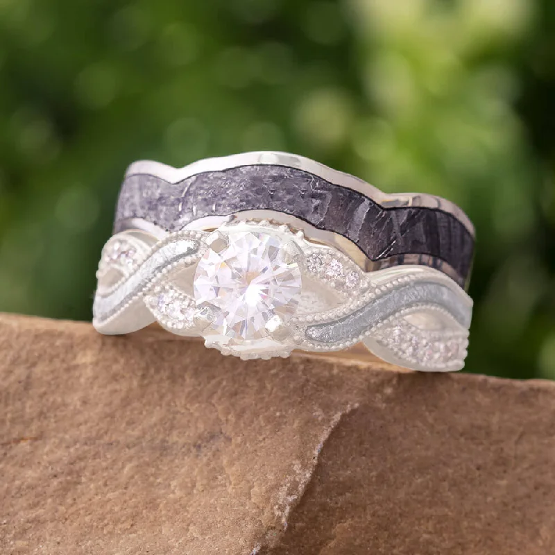 Gibeon Meteorite Shadow Band for Twist Engagement Rings