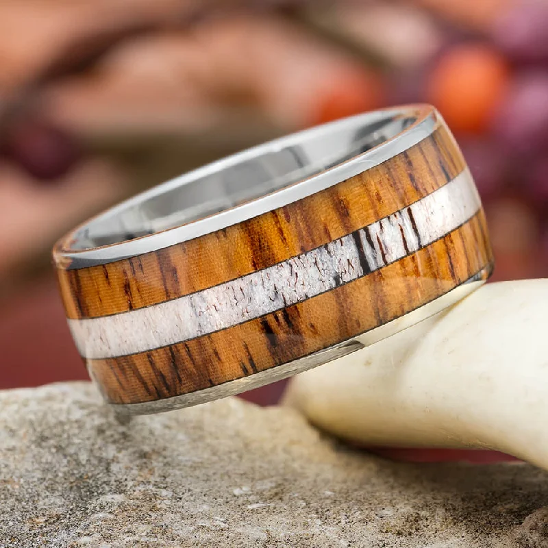 Honduran Rosewood Ring With Antler Center Pinstripe