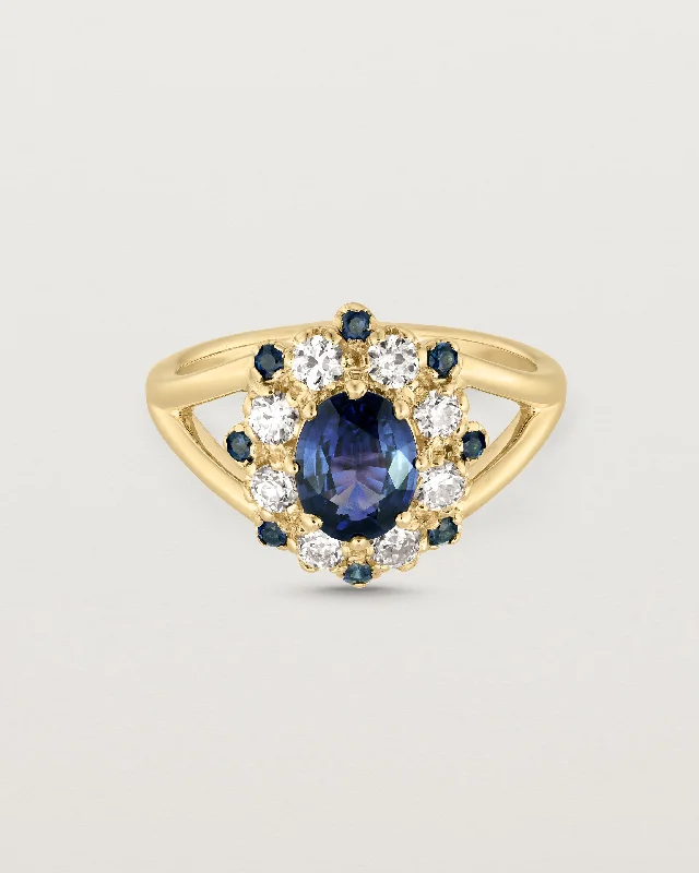 'As Deep As The Ocean' Halo Ring | Ceylon Sapphire & Diamond