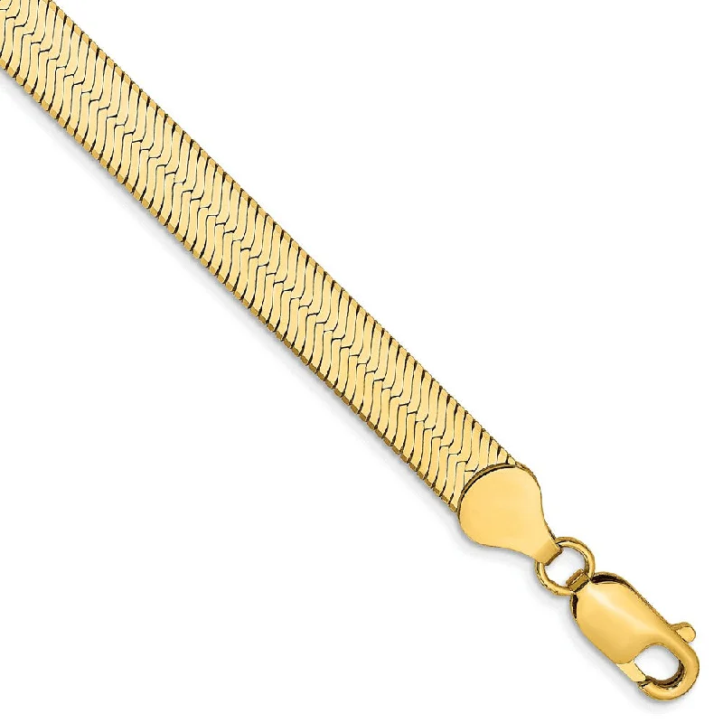 6.5mm, 14k Yellow Gold, Solid Herringbone Chain Bracelet