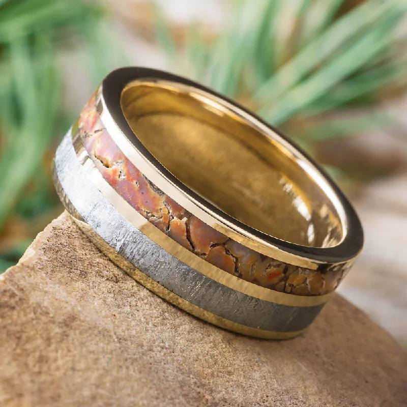 Dinosaur Bone & Meteorite Men's Wedding Band