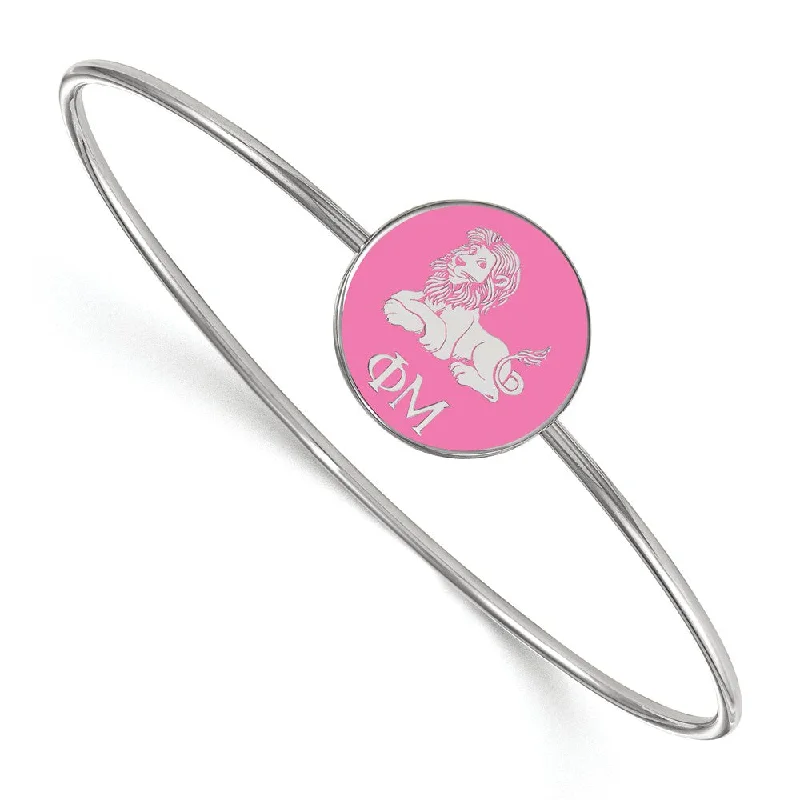 Sterling Silver Phi Mu Enamel Bangle - 7 in.