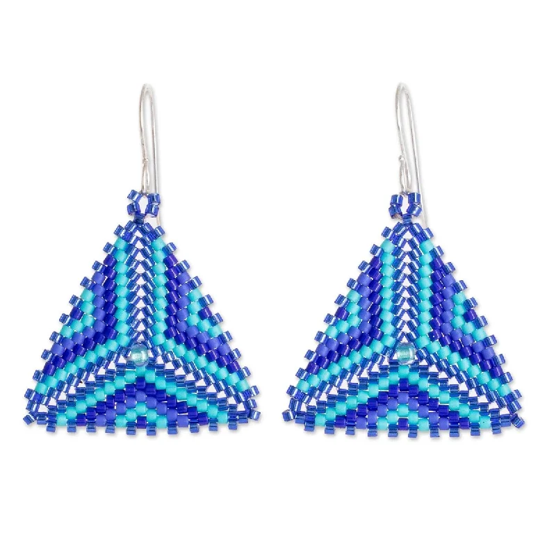 NOVICA Tribal Triangles, Glass beaded dangle earrings