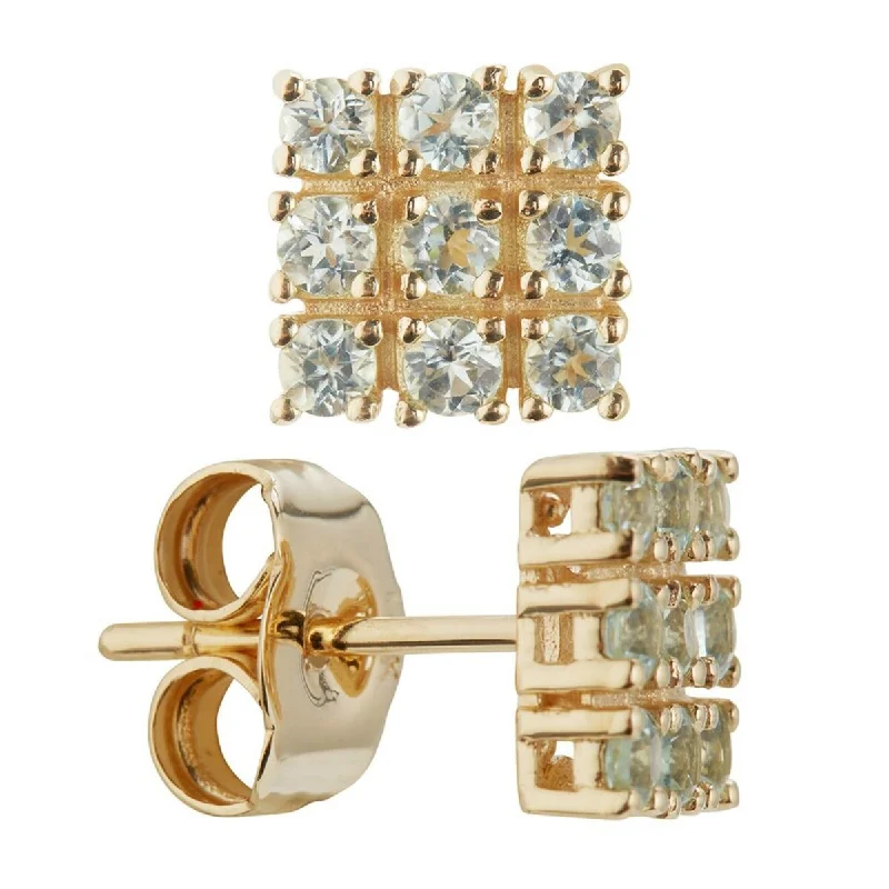 14KT Yellow Gold Paraiba Tourmaline Stud Earrings