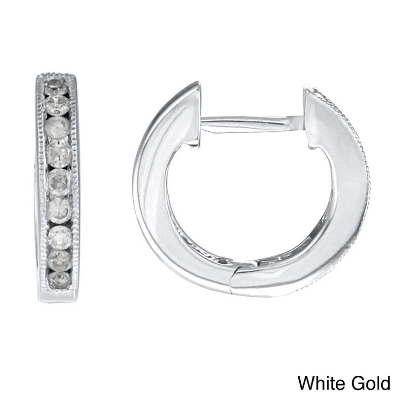 Auriya 1/4ct TW Petite Diamond Hoop Earrings 10K Gold (J-K, I2-I3)