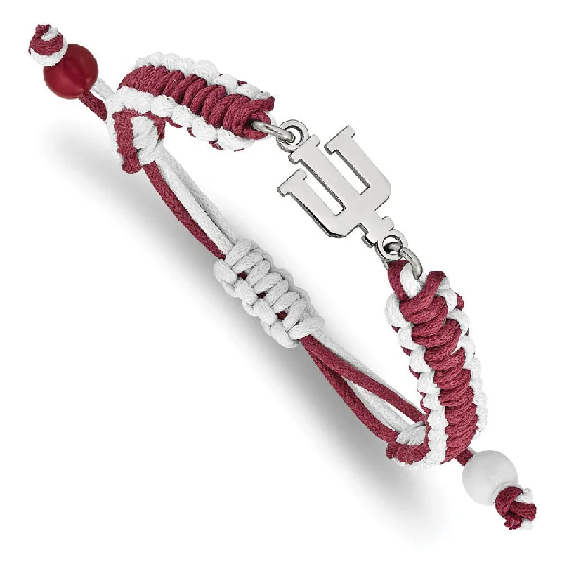 Stainless Steel Indiana University Adjustable Cord Bracelet, 9 Inch