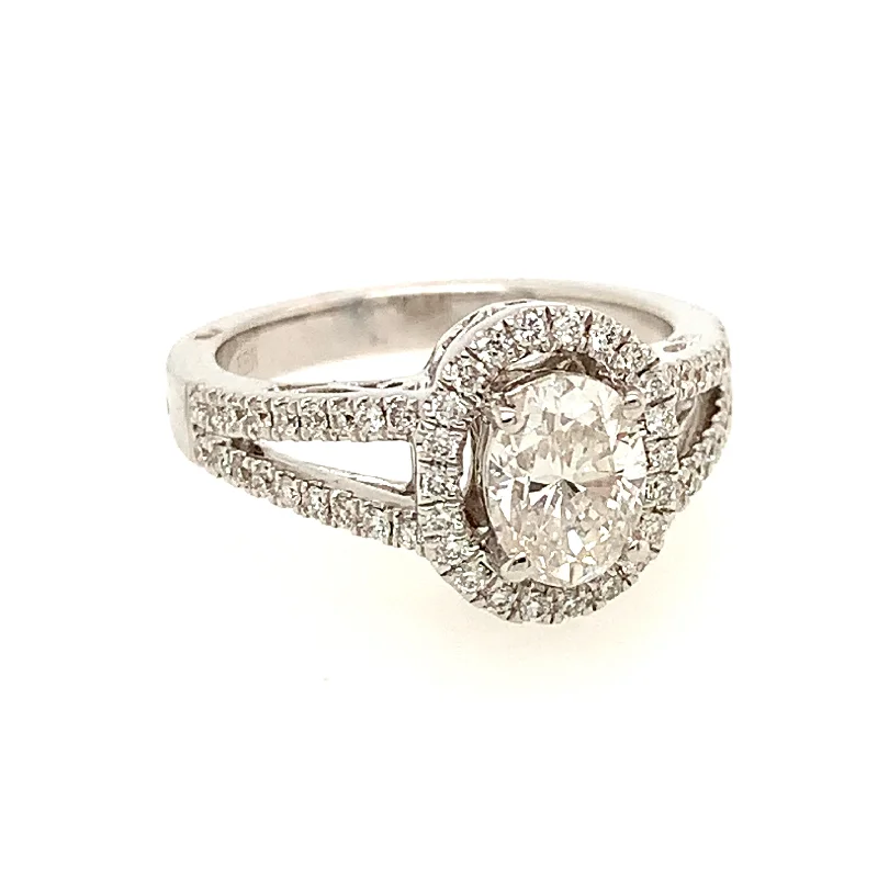 14 Karat White Halo Engagement Ring