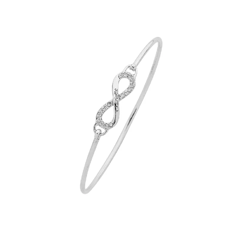 Sterling Silver Personalised Cubic Zirconia Infinity Bangle