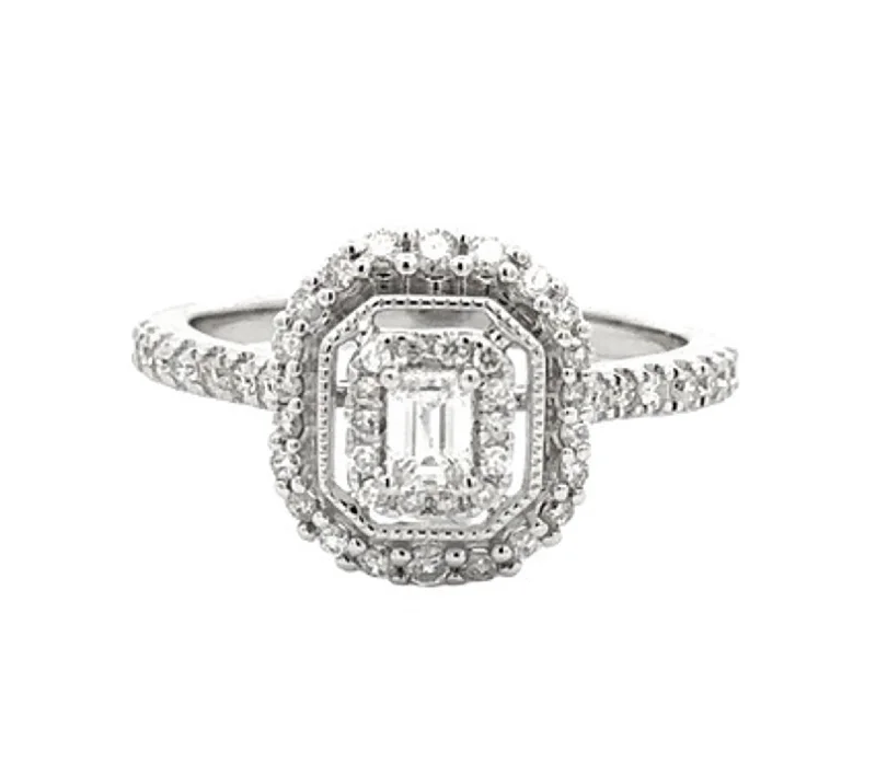 14 Karat White Halo Engagement Ring