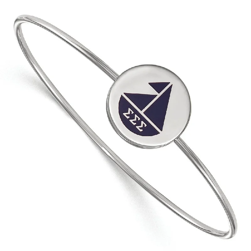 Sterling Silver Sigma Sigma Sigma Enamel Sailboat Bangle - 7 in.