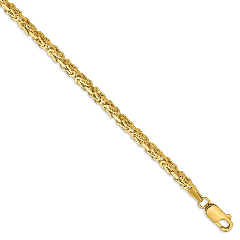 2.5mm, 14k Yellow Gold, Solid Byzantine Chain Bracelet