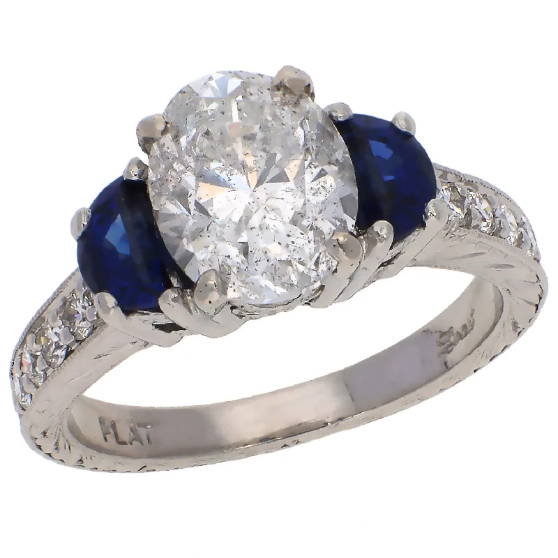 Platinum 2.30ct Diamond and Sapphire Engagement Ring