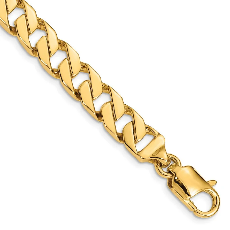 Men's 14k Yellow Gold, 9.25mm Fancy-Link Chain Bracelet - 8 Inch