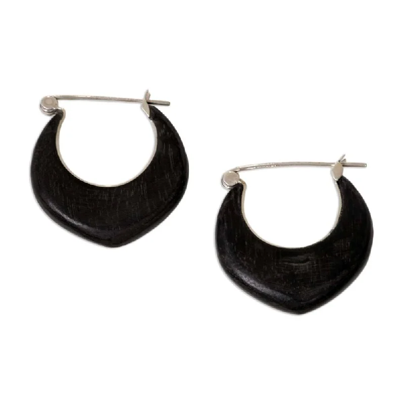 Handmade Sterling Silver Hoop Earrings, 'Sleek and Chic' (Indonesia)