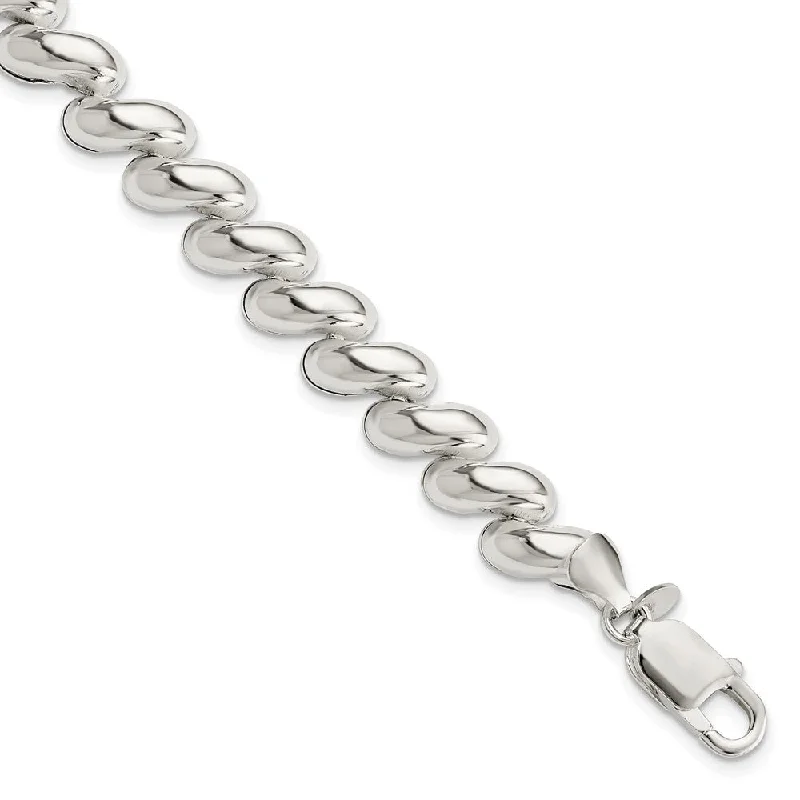 Sterling Silver 9mm Polished San Marco Chain Bracelet, 7.5 Inch