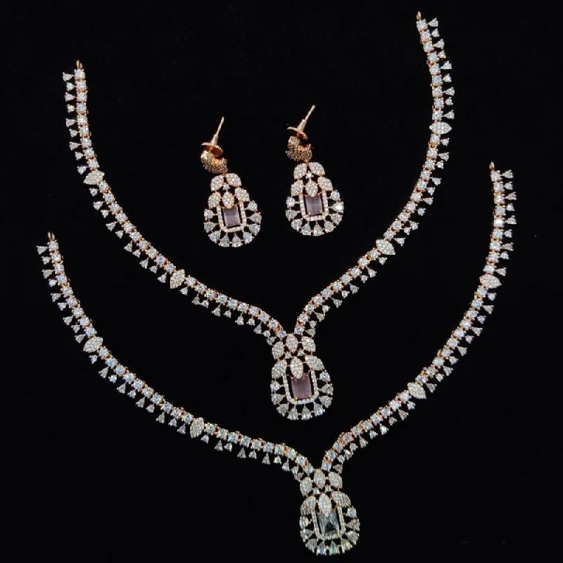 JCM Gold Plated Gold Plated American Diamonds Necklace Set