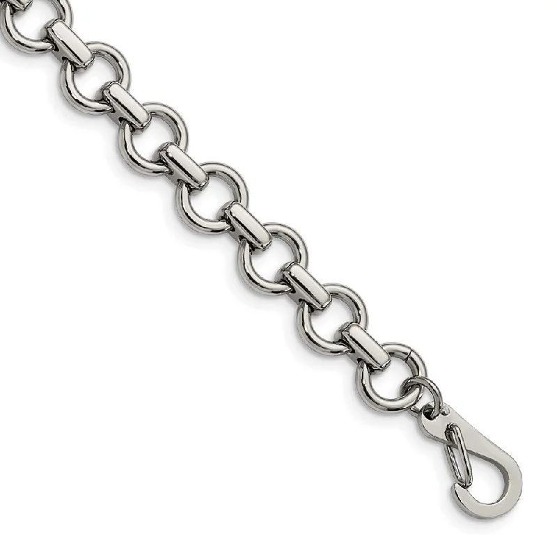 Men's Stainless Steel 8mm Circle Link Chain Bracelet, 8.25 Inch