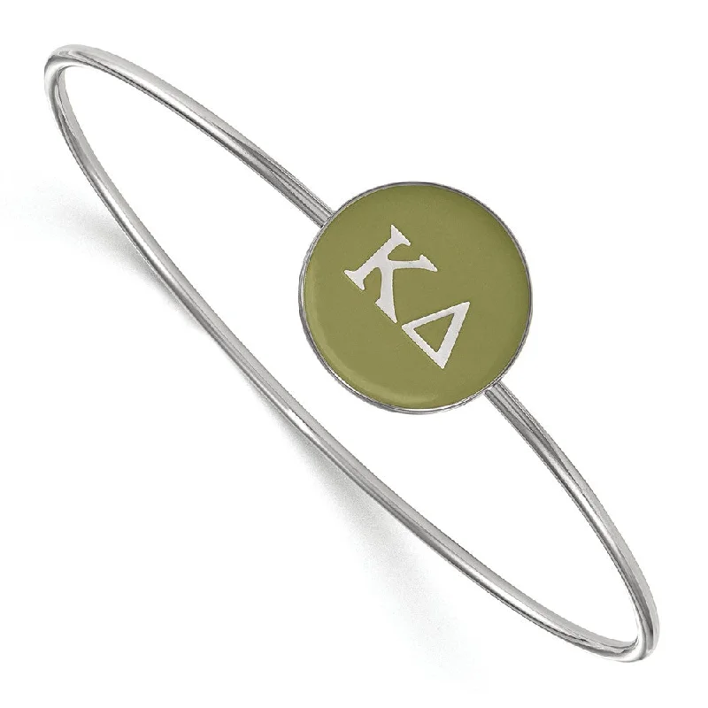 Sterling Silver Kappa Delta Green Enamel Greek Bangle - 7 in.