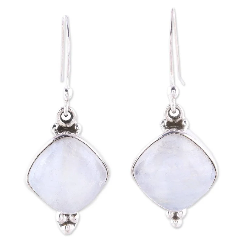 NOVICA Gleaming Grandeur, Rainbow moonstone dangle earrings - 1.4L*0.6W