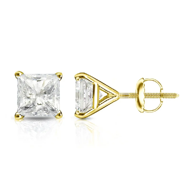 Auriya 1/3ctw Princess-cut Diamond Stud Earrings 14k Gold Martini-set