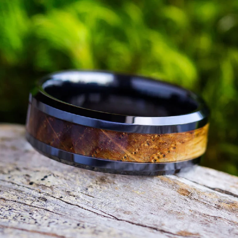 Whiskey Barrel Oak Wood Men's Wedding Band