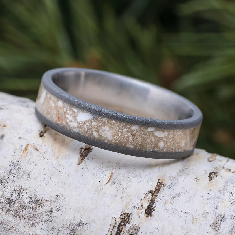 Sandblasted Titanium Ring Inlaid With Ashes