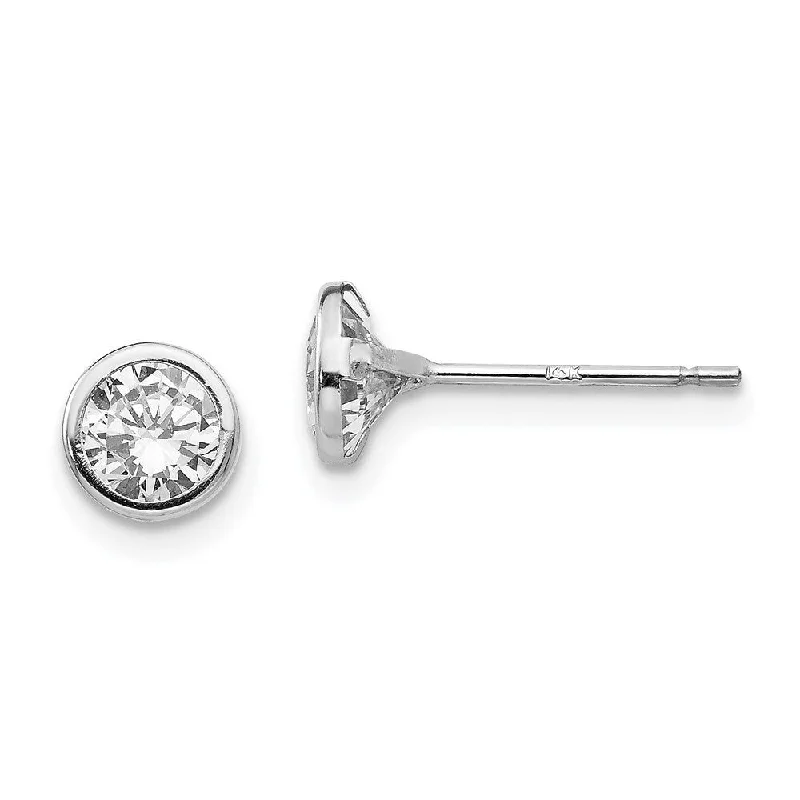 14k White Gold Madi K Bezel Set CZ Earrings (L-5 mm, W-5 mm)