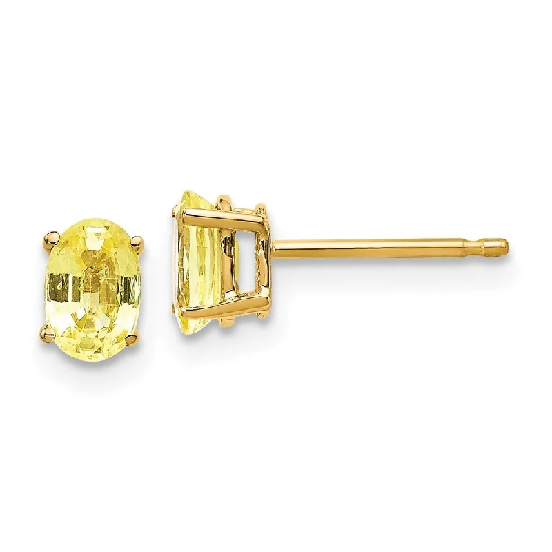 14k Yellow Gold Yellow Sapphire Earrings (L-6 mm, W-4 mm)