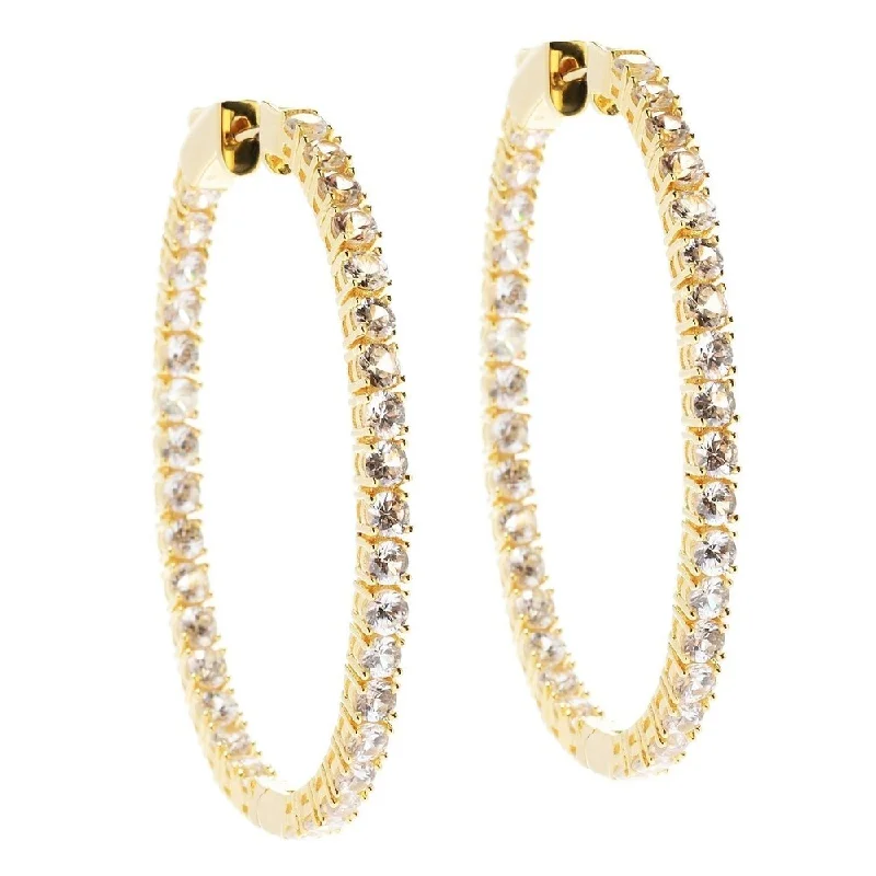 Multi-gemstone Zircon Inside-out 1.75-inch Hoop Earrings