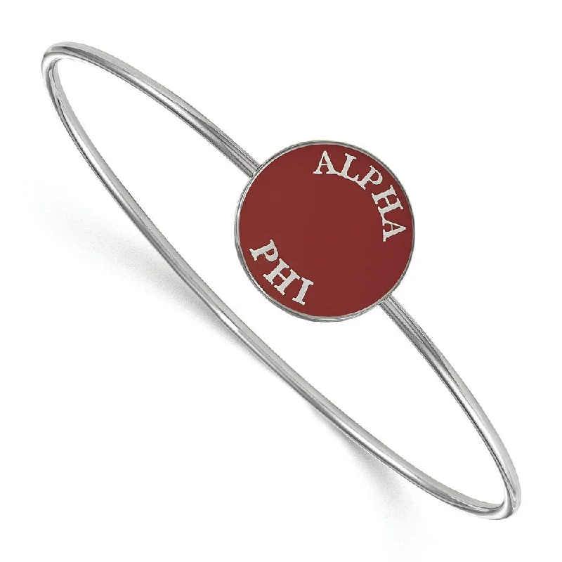 Sterling Silver Alpha Phi Red Enamel Bangle - 7 in.