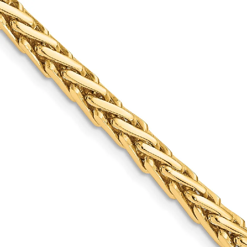 4.5mm 14K Yellow Gold Fancy Flat-Edged Wheat Chain Bracelet, 8.75 Inch