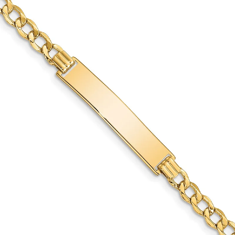 14k Yellow Gold 4.75mm Hollow Curb Link I.D. Bracelet - 7 Inch