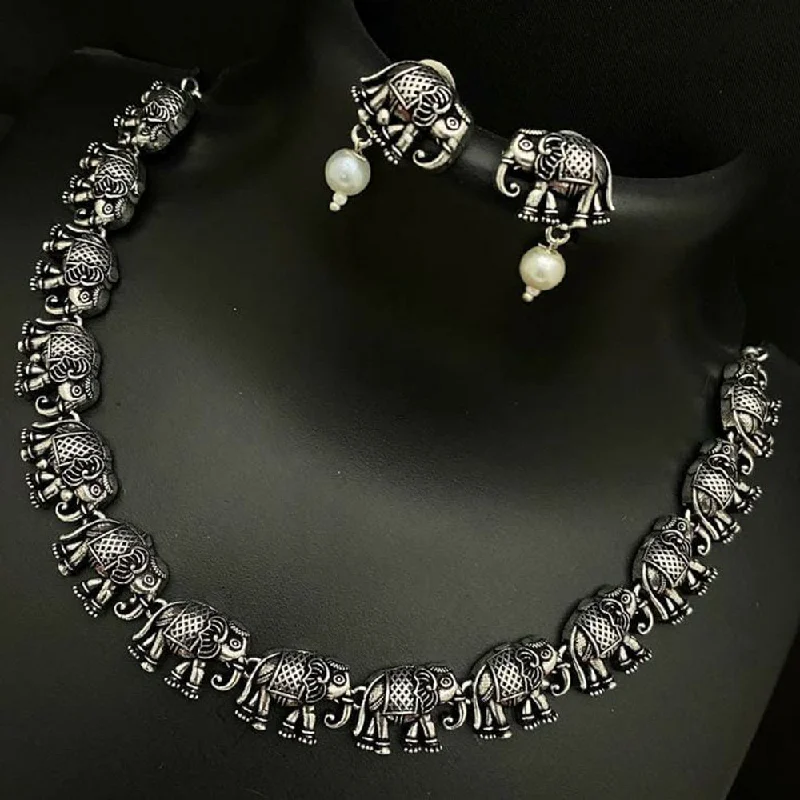 Manisha Jewellery Oxidised Plated Elephant Style Necklace Set