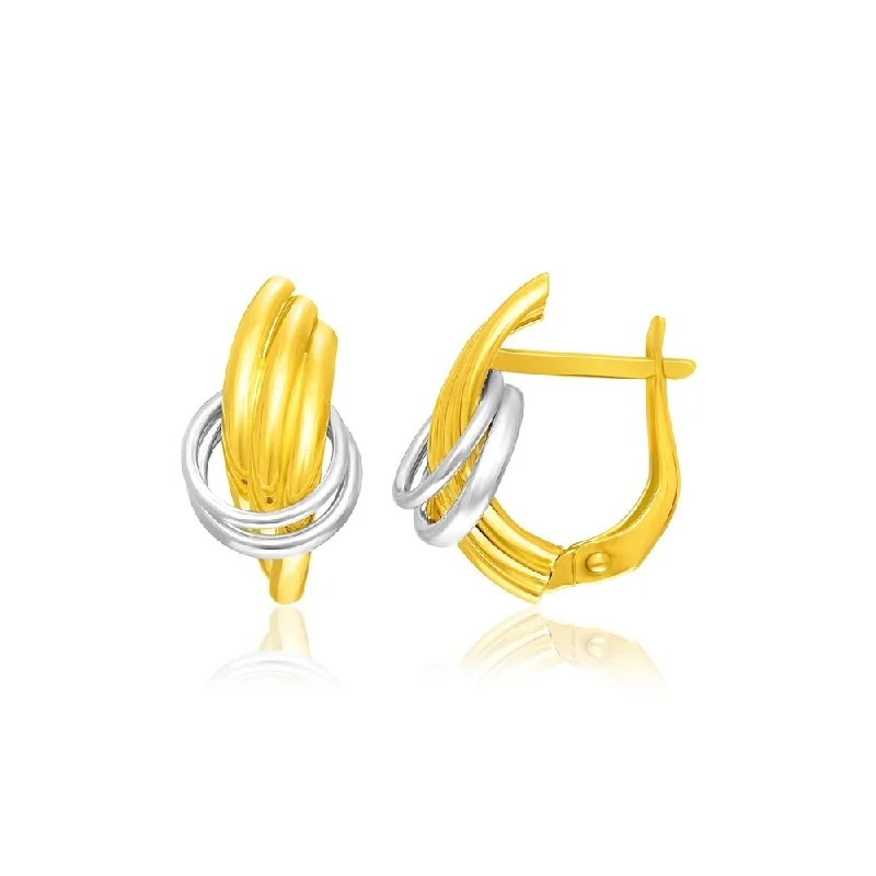 14k Two-Tone Gold Entwined Rings Style Earrings