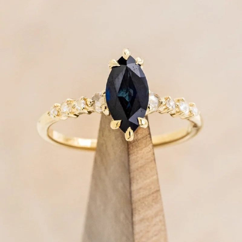 "JULES" - MARQUISE LAB-GROWN SAPPHIRE ENGAGEMENT RING WITH DIAMOND ACCENTS