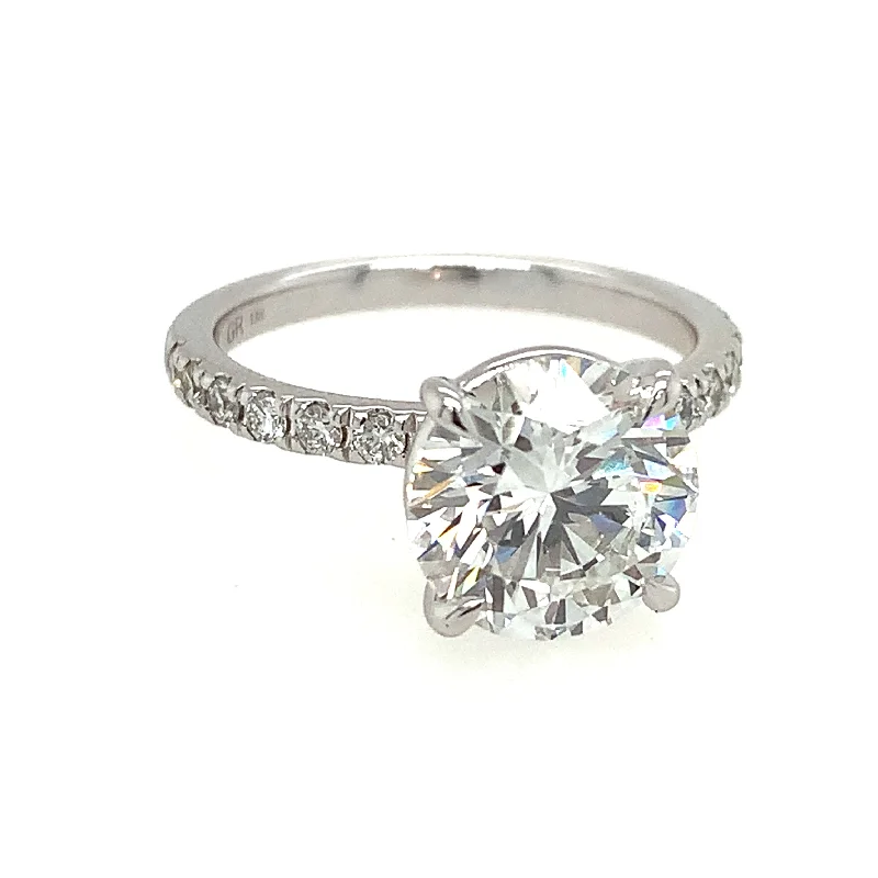 18 Karat White Straight P Engagement Ring