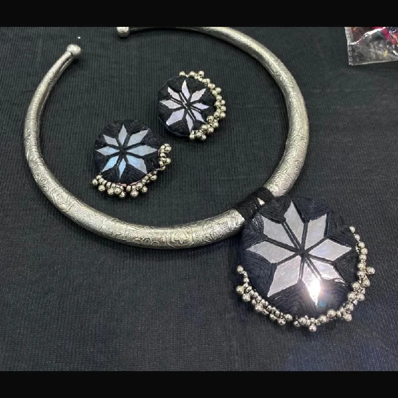 Manisha Jewellery Oxidised Plated Mirror And Ghungroo Necklace Set