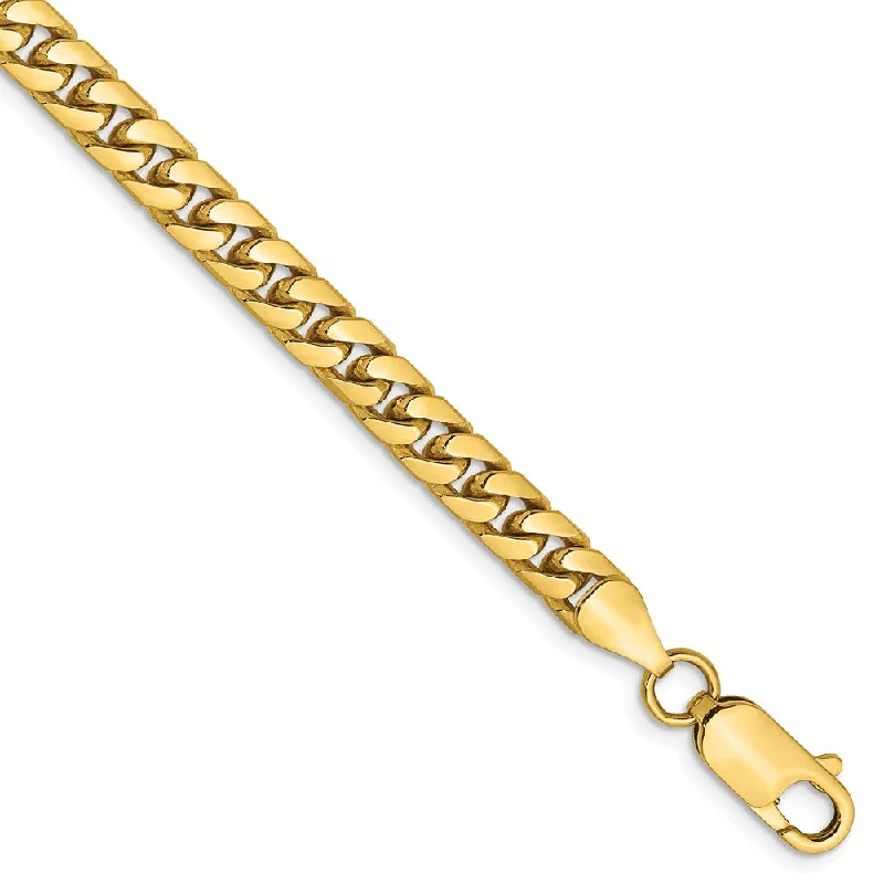 5mm, 14k Yellow Gold, Solid Miami Cuban (Curb) Chain Bracelet