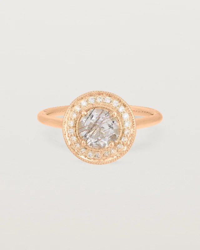 Imogen Halo Ring | Rutilated Quartz & Diamonds