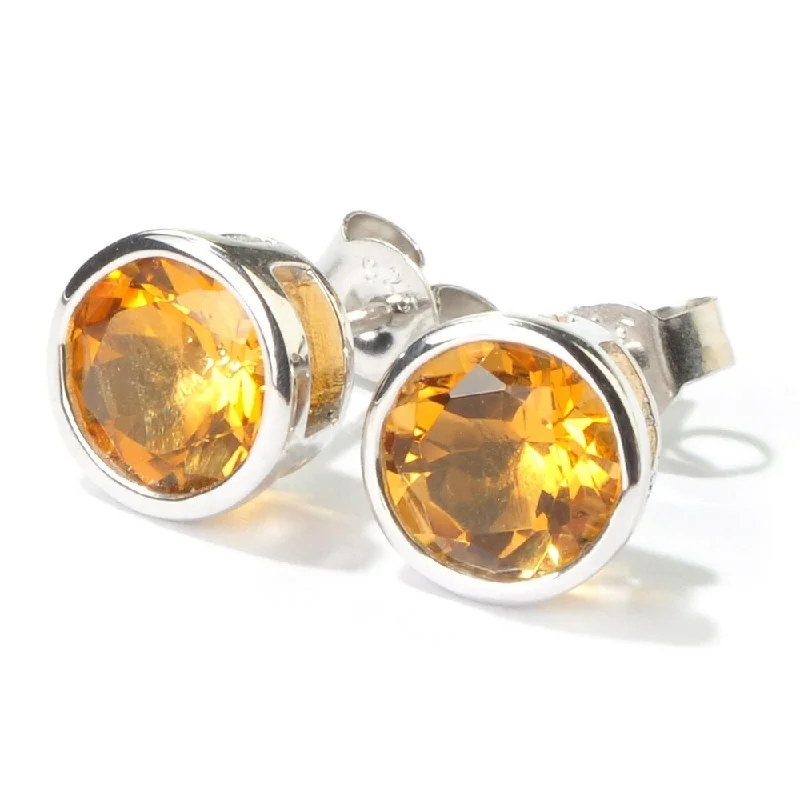 Rhodium over Sterling Silver Stud Earrings in Citrine