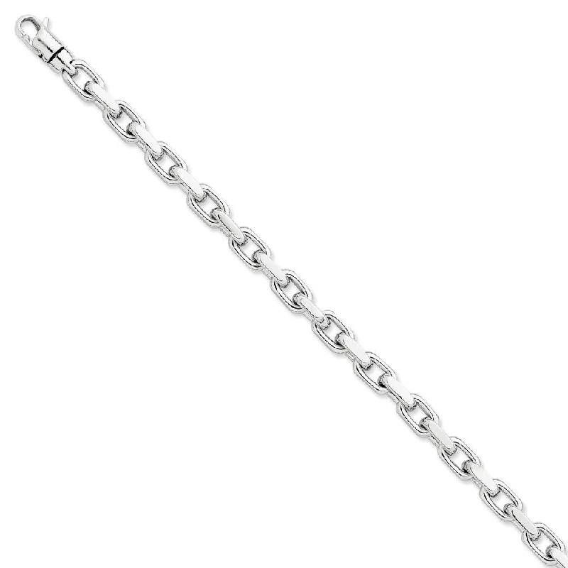 6.2mm 14k White Gold Polished Fancy Cable Chain Bracelet