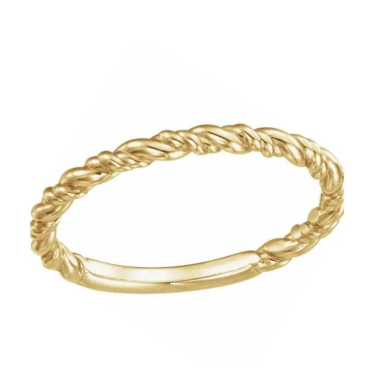 Solid Gold Stackable Rope Ring