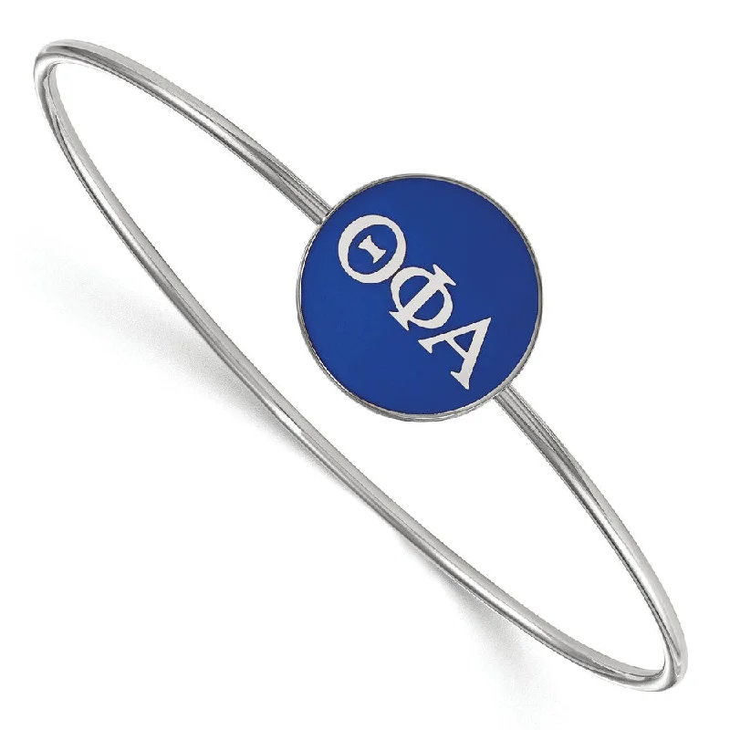 Sterling Silver Theta Phi Alpha Blue Enamel Greek Bangle - 7 in.