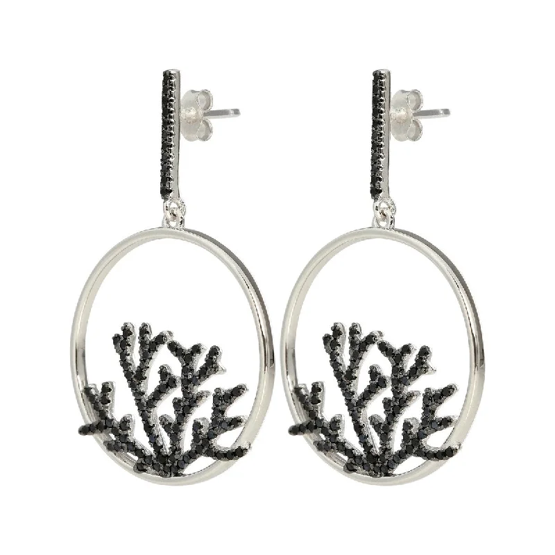 925 Sterling Silver Black Spinel Earrings